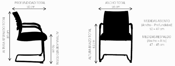 dimensiones silla de visita de oficina LAMBDA