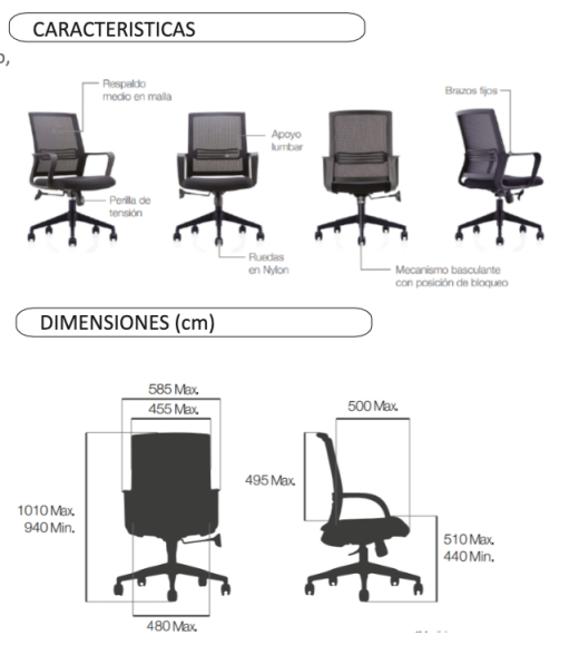 DImensiones de silla aria DImensiones de silla aria